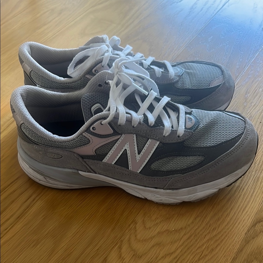 New Balance Gray and White Extra Wide Sneakers